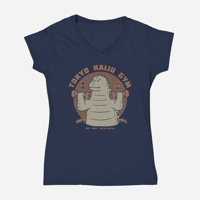 Tokyo Kaiju Gym-Womens-V-Neck-Tee-pigboom