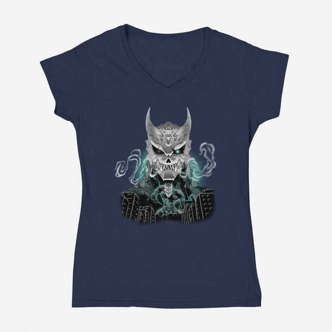 Kaiju No 8-Womens-V-Neck-Tee-Afire