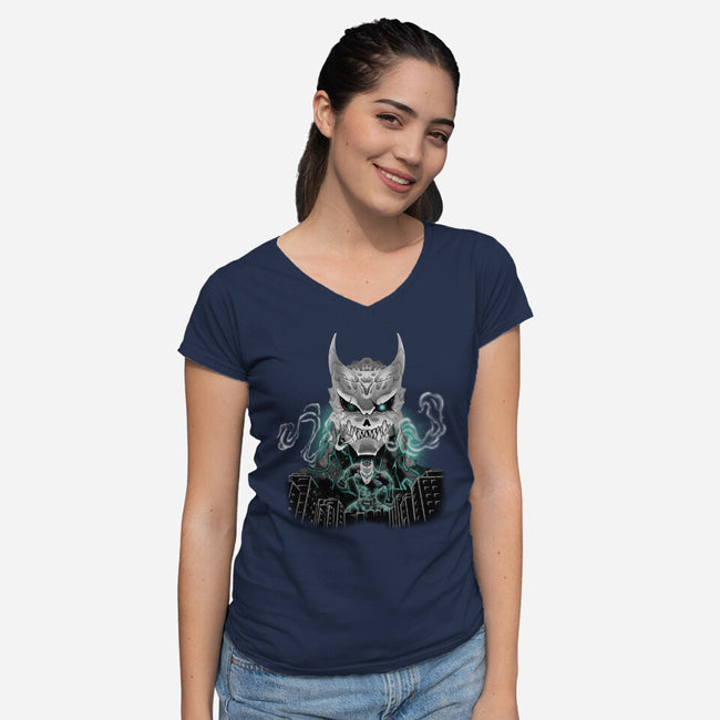 Kaiju No 8-Womens-V-Neck-Tee-Afire