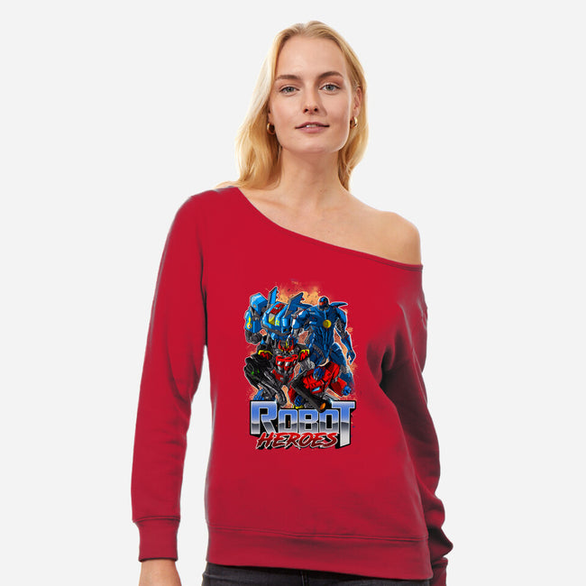 Robot Heroes-Womens-Off Shoulder-Sweatshirt-Diego Oliver