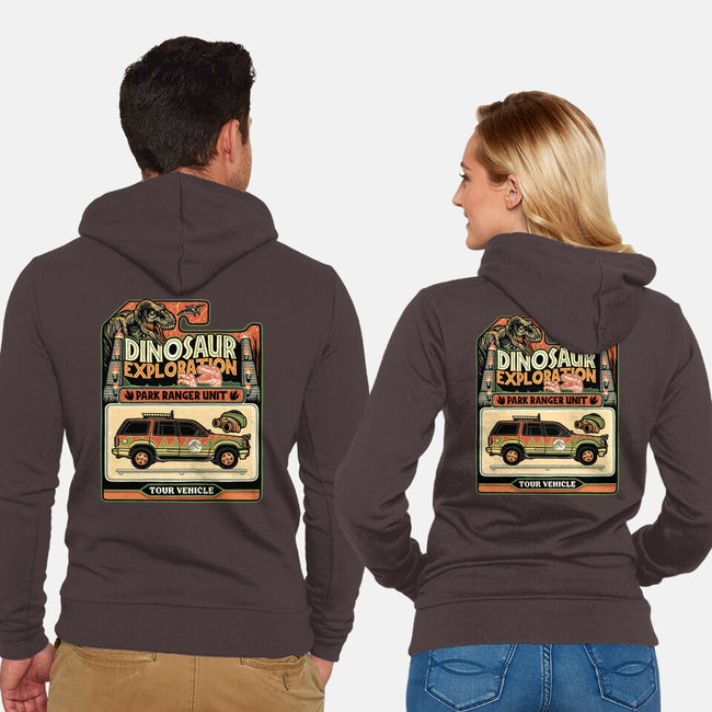 Dinosaur Exploration Vehicle-Unisex-Zip-Up-Sweatshirt-glitchygorilla