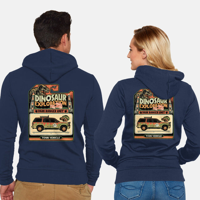 Dinosaur Exploration Vehicle-Unisex-Zip-Up-Sweatshirt-glitchygorilla