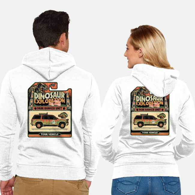 Dinosaur Exploration Vehicle-Unisex-Zip-Up-Sweatshirt-glitchygorilla