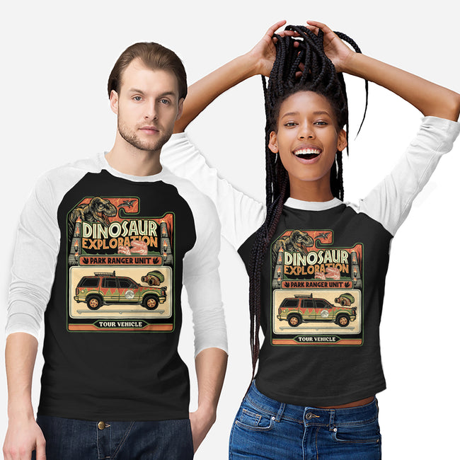 Dinosaur Exploration Vehicle-Unisex-Baseball-Tee-glitchygorilla