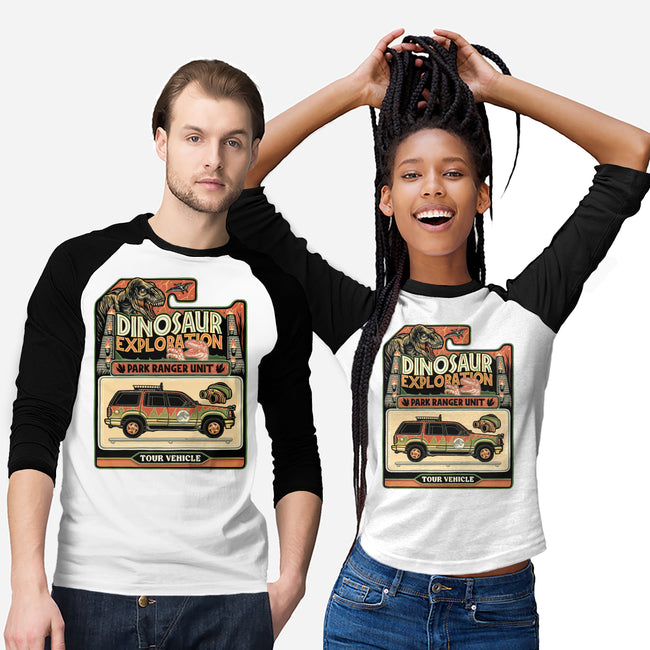 Dinosaur Exploration Vehicle-Unisex-Baseball-Tee-glitchygorilla