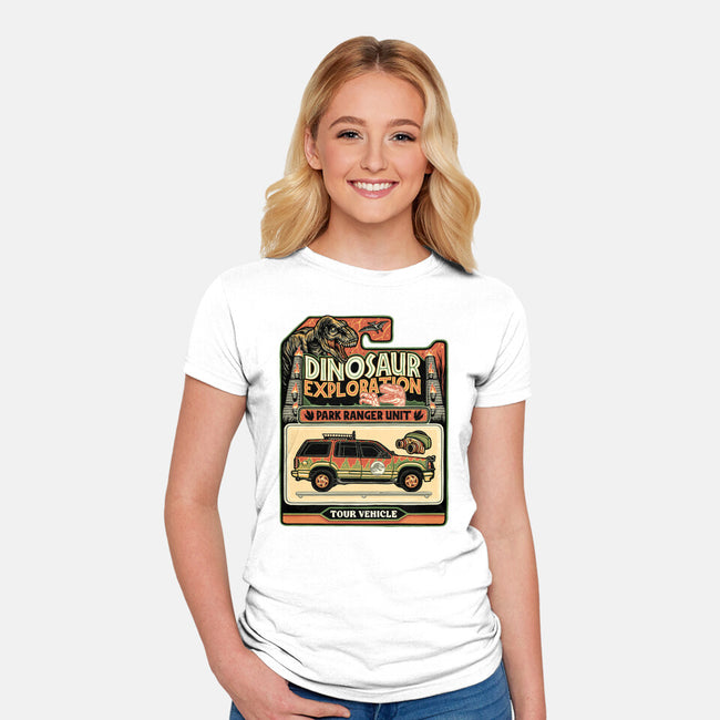 Dinosaur Exploration Vehicle-Womens-Fitted-Tee-glitchygorilla