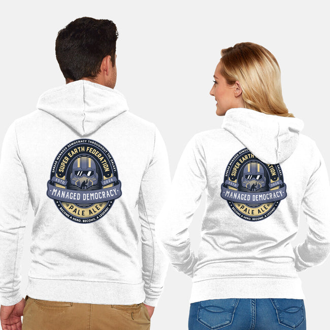 Democracy Exo Patriot Mech-Unisex-Zip-Up-Sweatshirt-LAGELANTEE