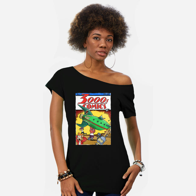 3000s Comics-Womens-Off Shoulder-Tee-Barbadifuoco