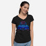 Space Retro-Womens-V-Neck-Tee-demonigote