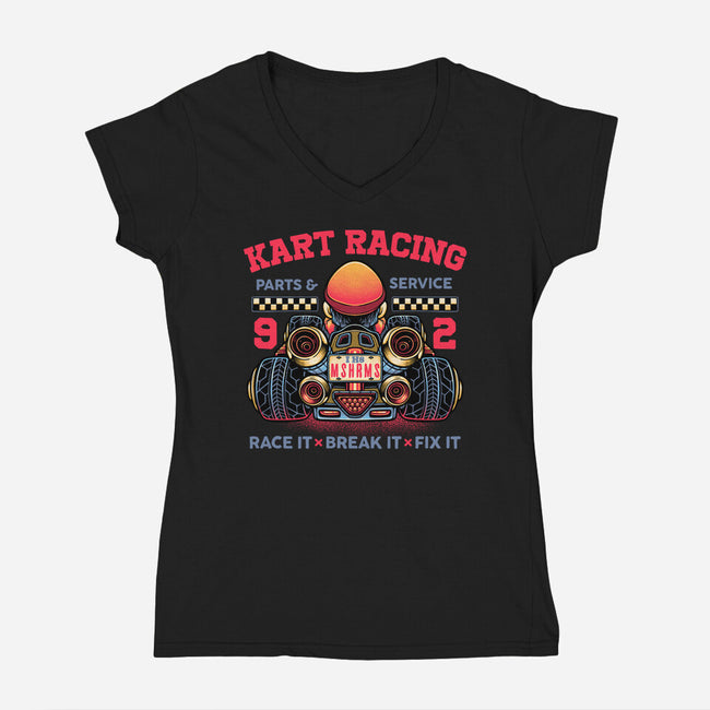 Kart Racing-Womens-V-Neck-Tee-glitchygorilla