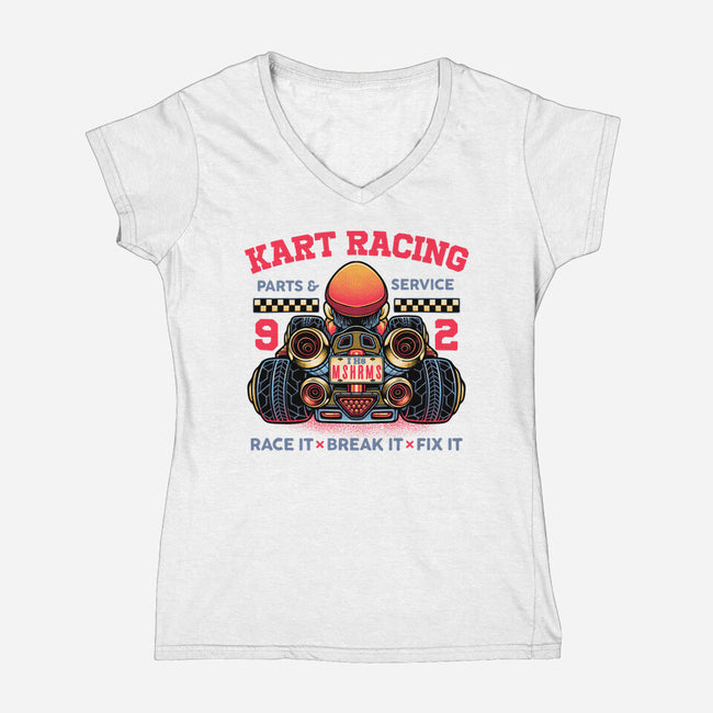 Kart Racing-Womens-V-Neck-Tee-glitchygorilla