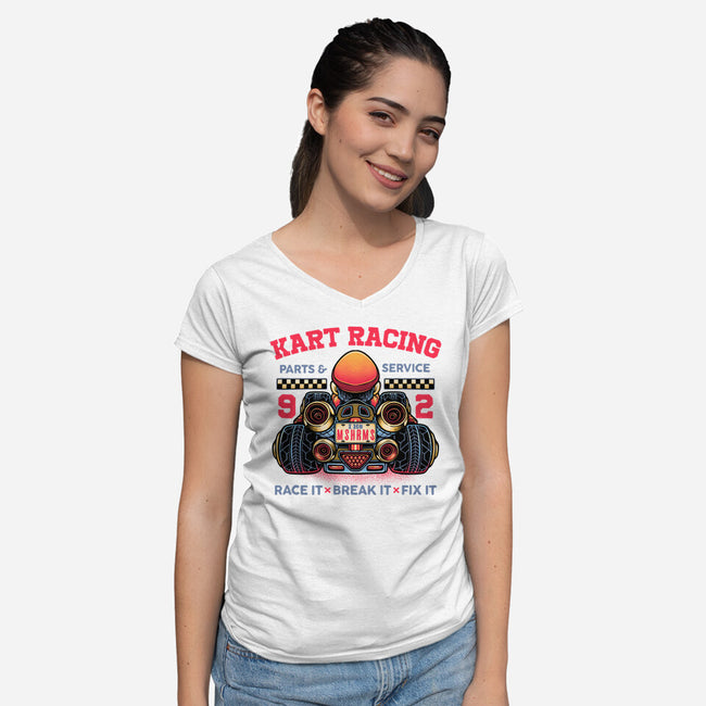 Kart Racing-Womens-V-Neck-Tee-glitchygorilla