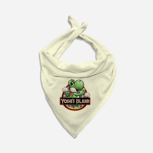 Green Dinosaur Island-Cat-Bandana-Pet Collar-glitchygorilla