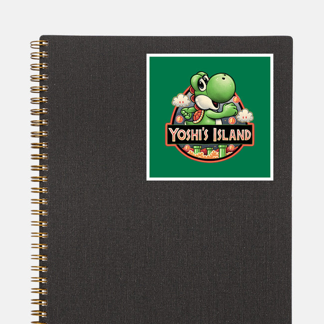 Green Dinosaur Island-None-Glossy-Sticker-glitchygorilla