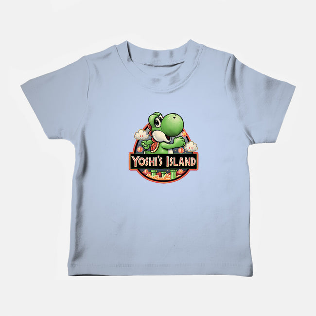 Green Dinosaur Island-Baby-Basic-Tee-glitchygorilla