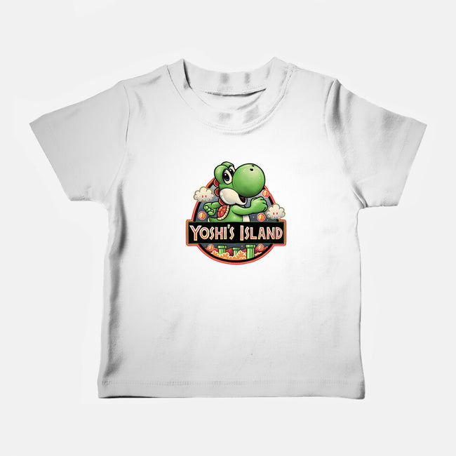 Green Dinosaur Island-Baby-Basic-Tee-glitchygorilla