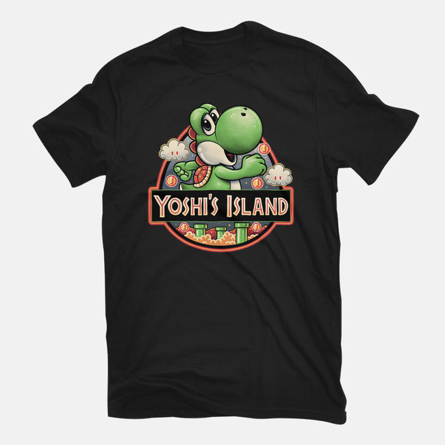 Green Dinosaur Island-Unisex-Basic-Tee-glitchygorilla