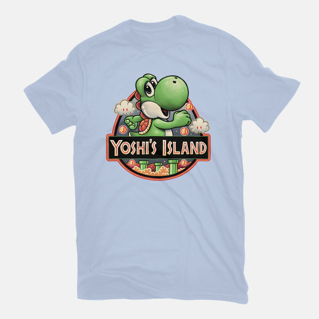 Green Dinosaur Island-Mens-Heavyweight-Tee-glitchygorilla