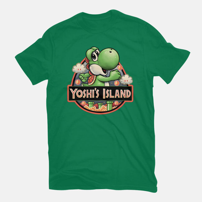 Green Dinosaur Island-Mens-Basic-Tee-glitchygorilla