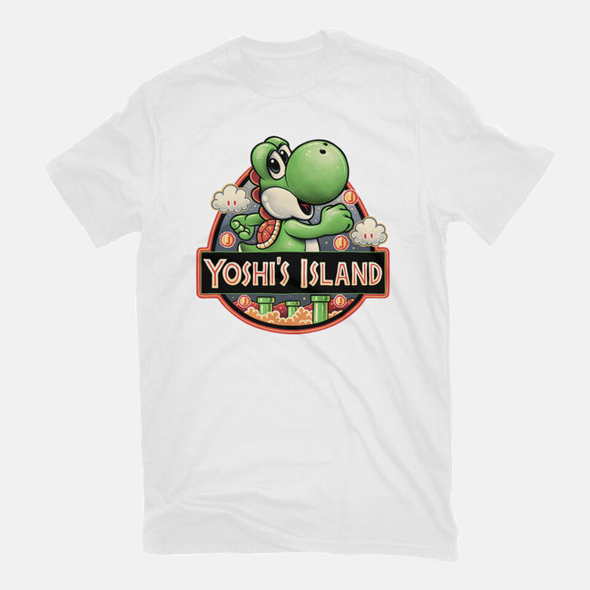 Green Dinosaur Island-Womens-Fitted-Tee-glitchygorilla