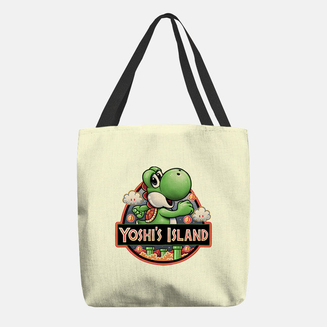 Green Dinosaur Island-None-Basic Tote-Bag-glitchygorilla