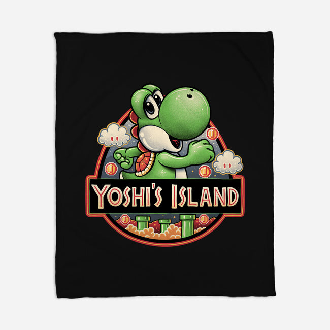 Green Dinosaur Island-None-Fleece-Blanket-glitchygorilla