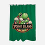 Green Dinosaur Island-None-Polyester-Shower Curtain-glitchygorilla