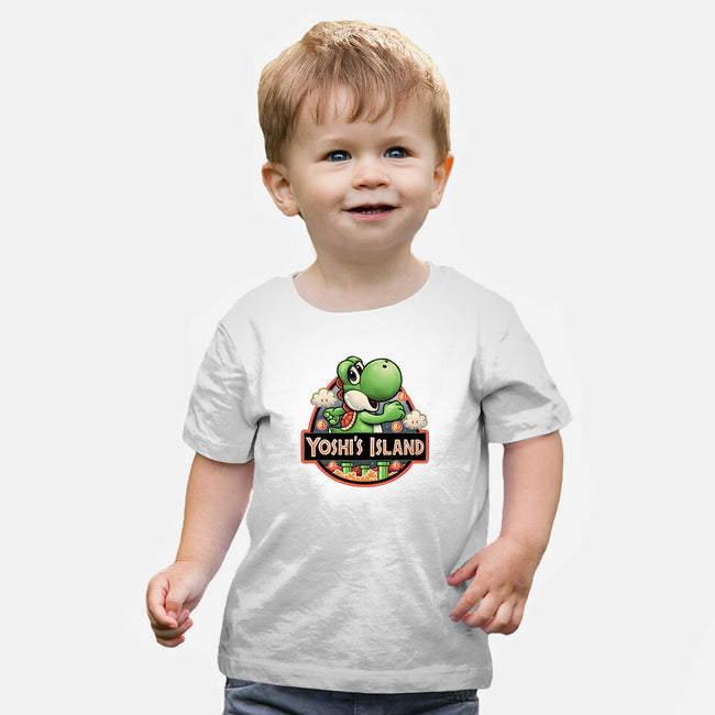 Green Dinosaur Island-Baby-Basic-Tee-glitchygorilla