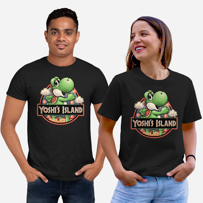 Green Dinosaur Island-Unisex-Basic-Tee-glitchygorilla