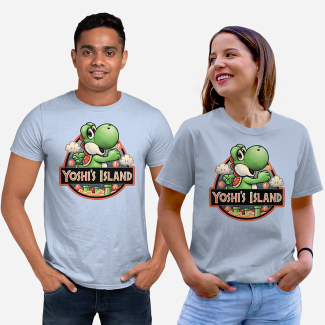 Green Dinosaur Island-Unisex-Basic-Tee-glitchygorilla