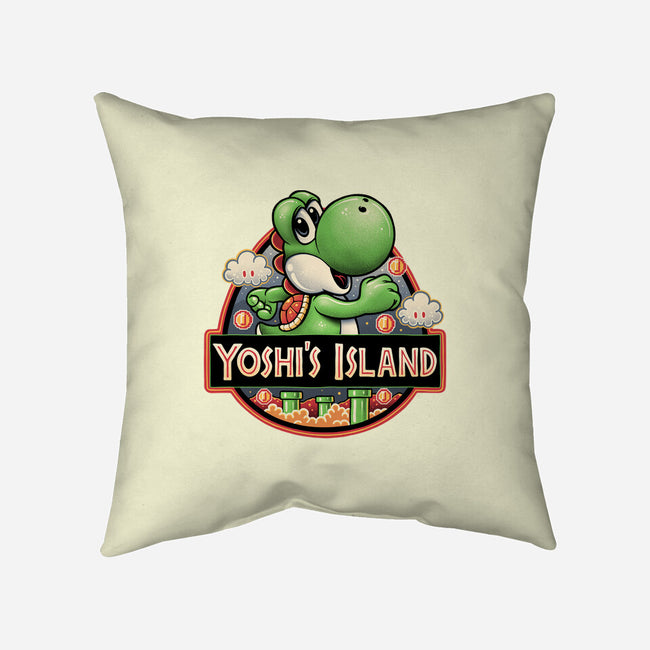 Green Dinosaur Island-None-Removable Cover-Throw Pillow-glitchygorilla