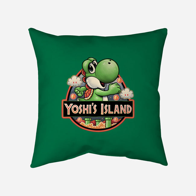 Green Dinosaur Island-None-Removable Cover-Throw Pillow-glitchygorilla