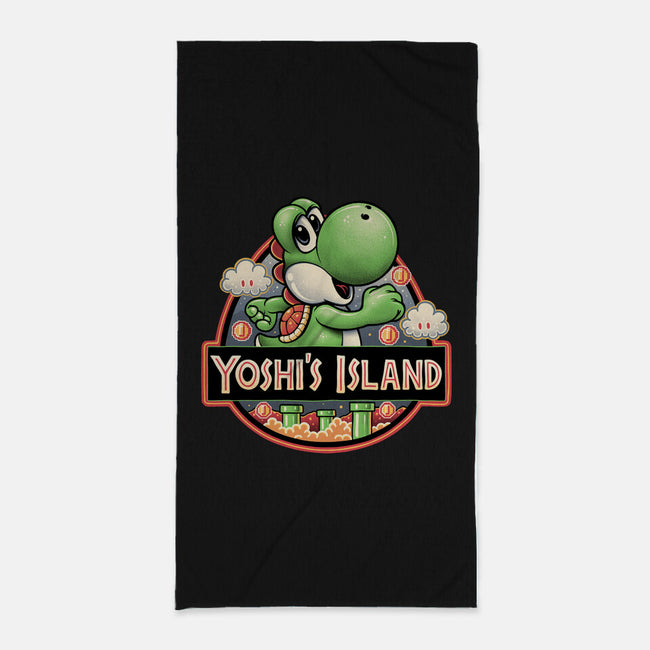 Green Dinosaur Island-None-Beach-Towel-glitchygorilla