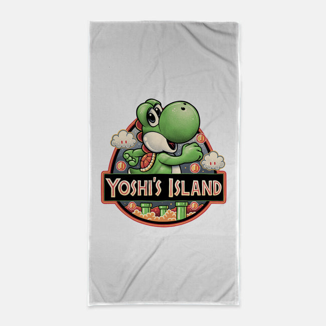 Green Dinosaur Island-None-Beach-Towel-glitchygorilla