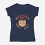 Hellfire Cat Meowster-Womens-V-Neck-Tee-vp021