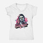 Slasher Love-Womens-V-Neck-Tee-glitchygorilla