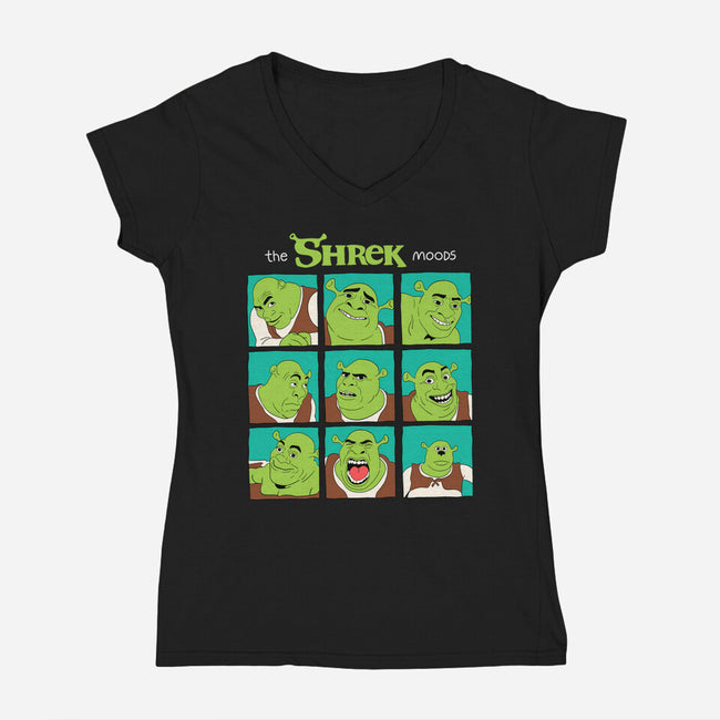 The Shrek Moods-Womens-V-Neck-Tee-yumie