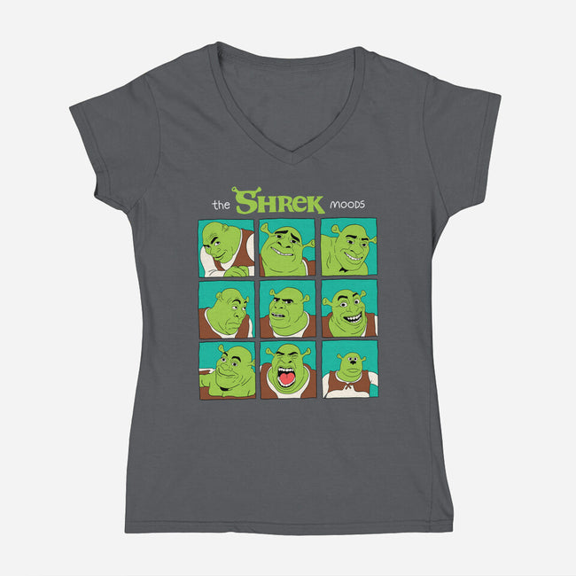 The Shrek Moods-Womens-V-Neck-Tee-yumie