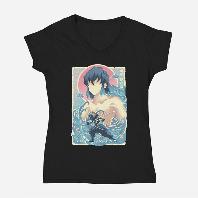 Great Wave Inosuke-Womens-V-Neck-Tee-hypertwenty