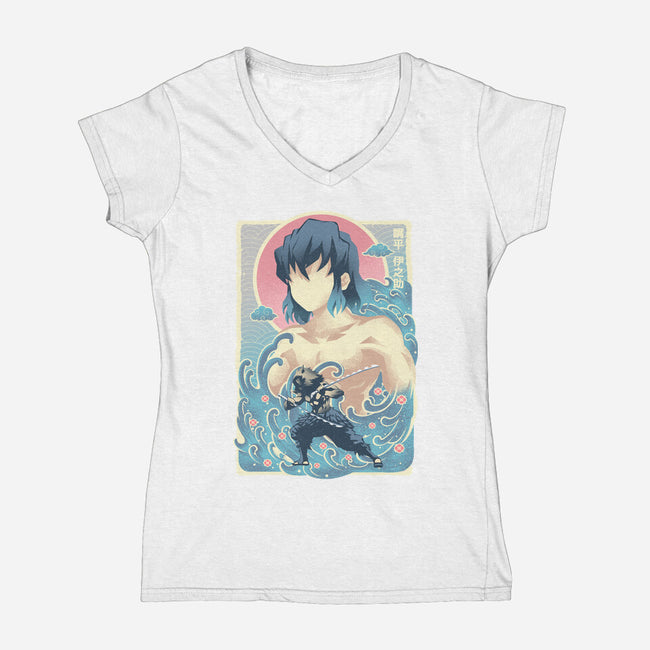 Great Wave Inosuke-Womens-V-Neck-Tee-hypertwenty