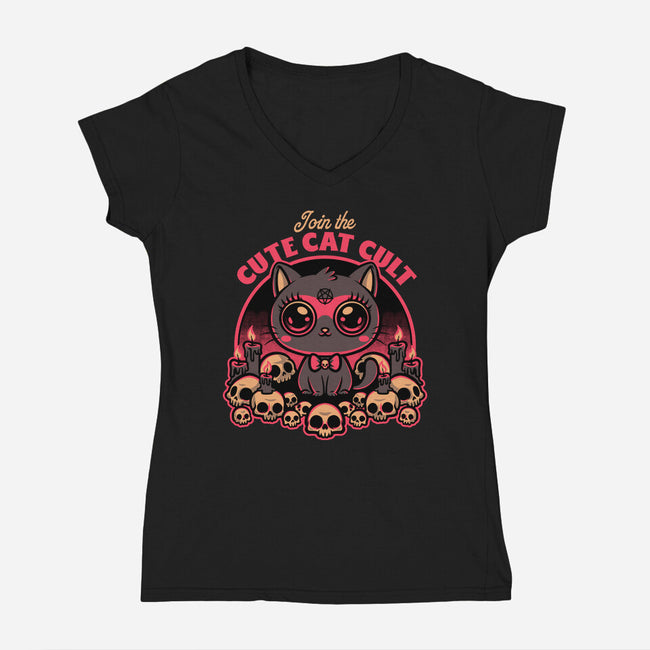 Cute Cat Cult-Womens-V-Neck-Tee-Studio Mootant