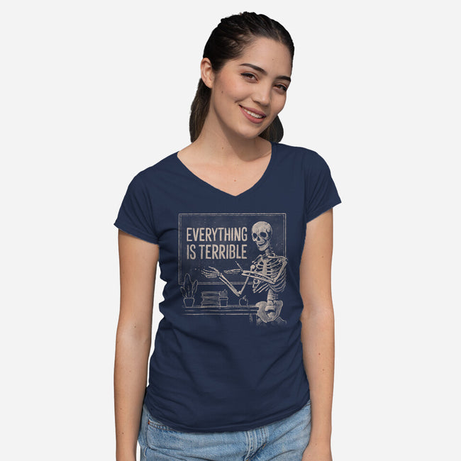 Everything Is Terrible-Womens-V-Neck-Tee-eduely