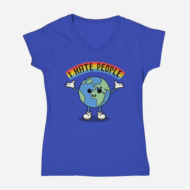 Earth Hates People-Womens-V-Neck-Tee-Melonseta