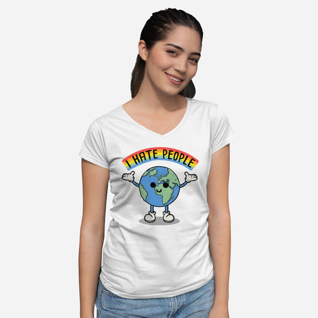 Earth Hates People-Womens-V-Neck-Tee-Melonseta