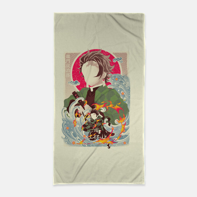 Great Wave Tanjiro-None-Beach-Towel-hypertwenty