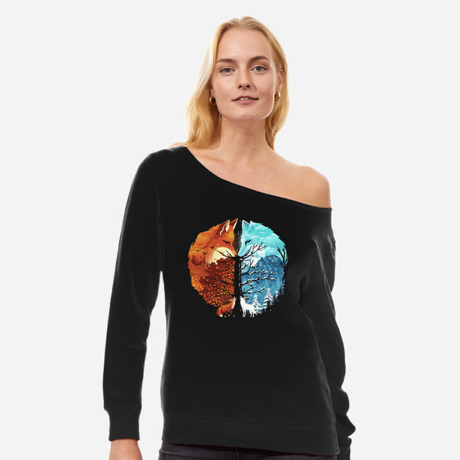 Fire And Ice-Womens-Off Shoulder-Sweatshirt-dandingeroz