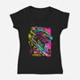 Synth Kaiju-Womens-V-Neck-Tee-kharmazero