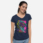 Synth Kaiju-Womens-V-Neck-Tee-kharmazero