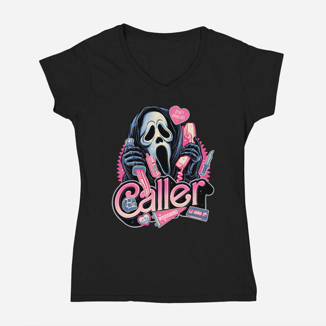 Caller Love-Womens-V-Neck-Tee-glitchygorilla