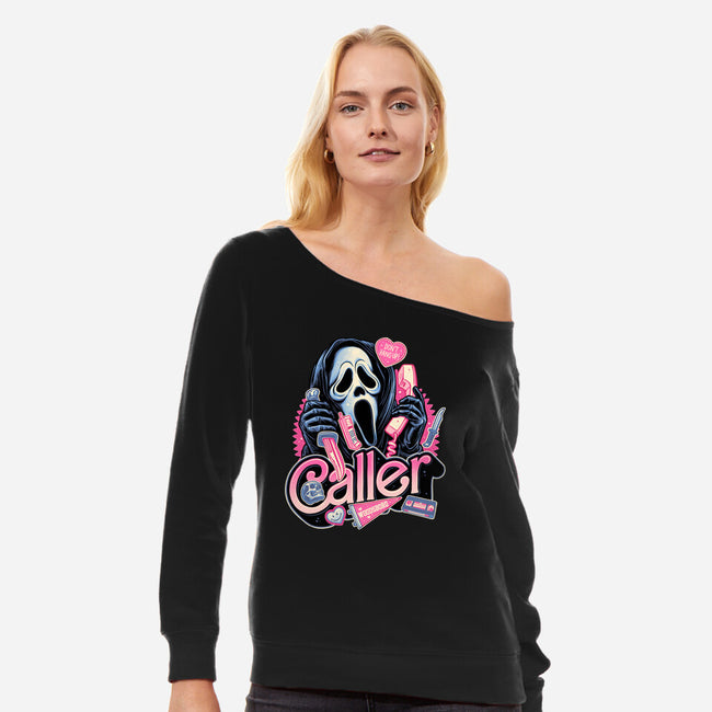 Caller Love-Womens-Off Shoulder-Sweatshirt-glitchygorilla